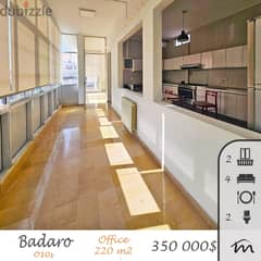 Badaro | Signature 220m² Office | 4 Rooms | 2 Balconies | Investment