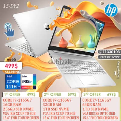 HP 15-DY2 CORE i7-1165G7 IRIS XE 15.6" TOUCH LAPTOPS