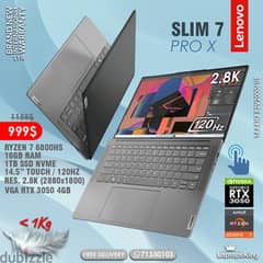 LENOVO SLIM 7 PRO X RYZEN 7 6800HS RTX 3050 120HZ 2.8K TOUCH LAPTOP