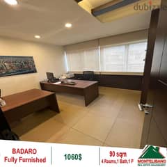 1060$!! Fully Furnished Office for rent located in Badaro