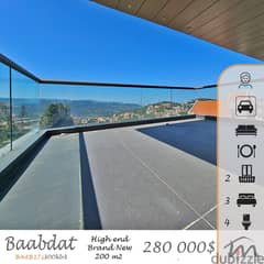 Baabdat | Brand New 200m² | Payment Facilities over 2 Years | View