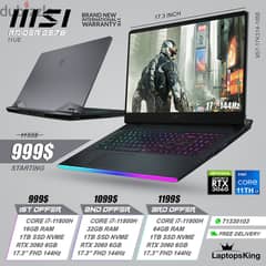 Msi Raider Ge76 11UE Core i7-11800h Rtx 3060 144hz 17.3" Gaming Laptop