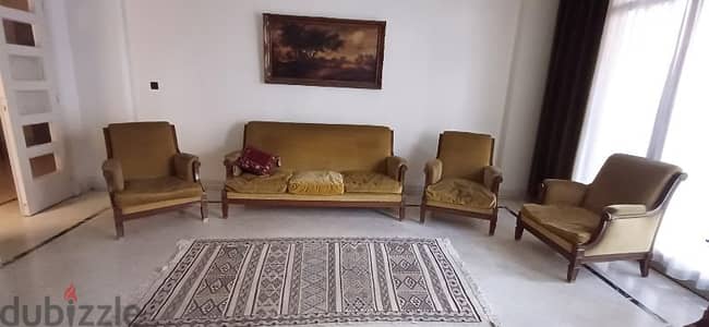 painting, couch and onyx table set of 3