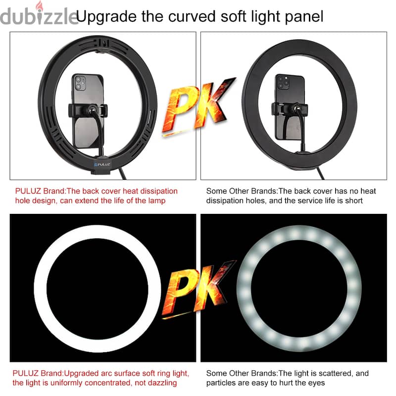 MODERN PULUZ 20CM CURVED SELFIE LIGHT WITH ARM STAND USB LED VLOGGING 1