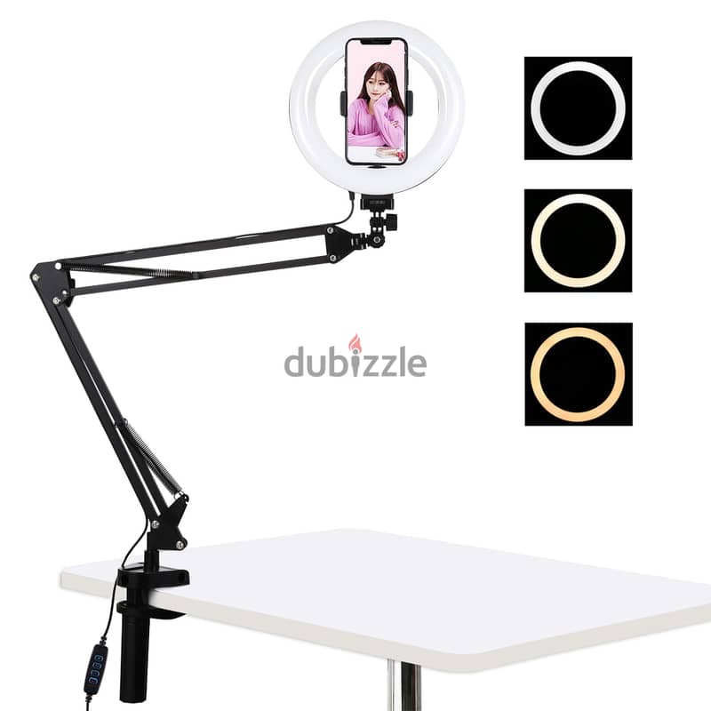 MODERN PULUZ 20CM CURVED SELFIE LIGHT WITH ARM STAND USB LED VLOGGING 4