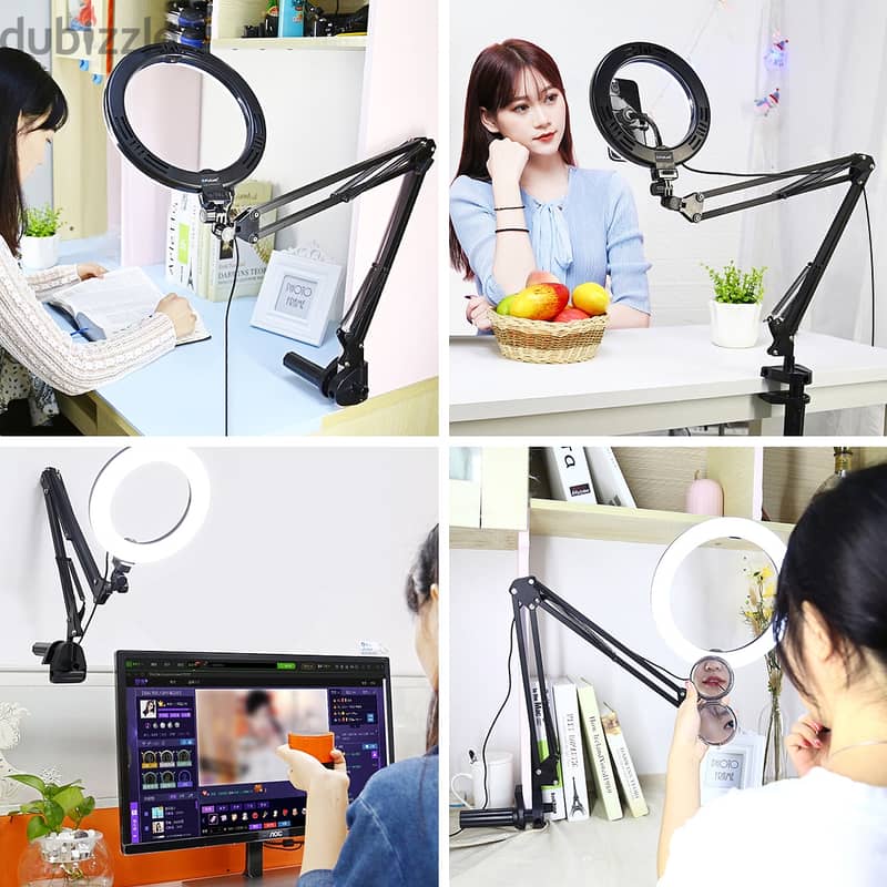 MODERN PULUZ 20CM CURVED SELFIE LIGHT WITH ARM STAND USB LED VLOGGING 8