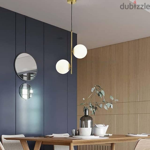 Modern Nordic Pendant Light Fixture with Two E27 Glass Globes 1