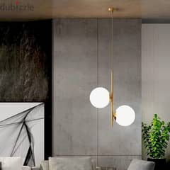 Modern Nordic Pendant Light Fixture with Two E27 Glass Globes 0