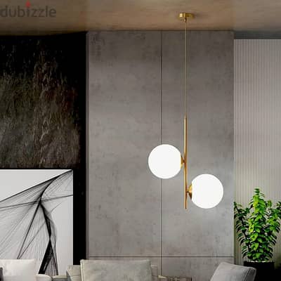 Modern Nordic Pendant Light Fixture with Two E27 Glass Globes