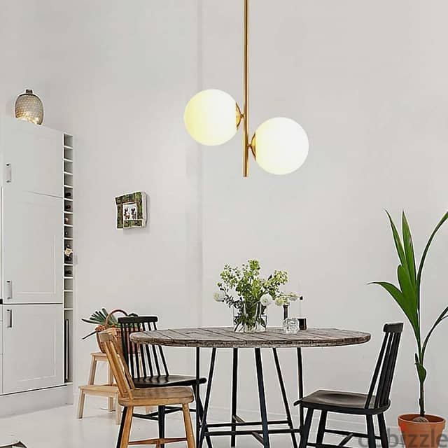 Modern Nordic Pendant Light Fixture with Two E27 Glass Globes 7