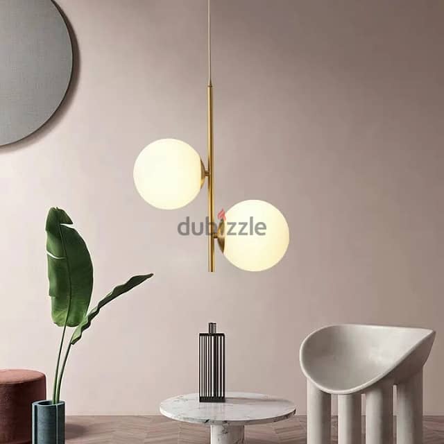 Modern Nordic Pendant Light Fixture with Two E27 Glass Globes 2