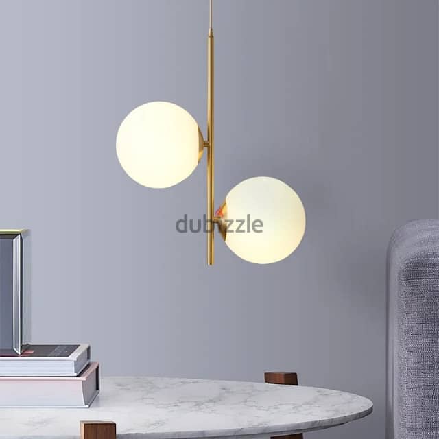 Modern Nordic Pendant Light Fixture with Two E27 Glass Globes 6