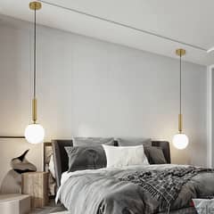 Nordic Pendant Light Fixture with Gold Finish and Glass Globe