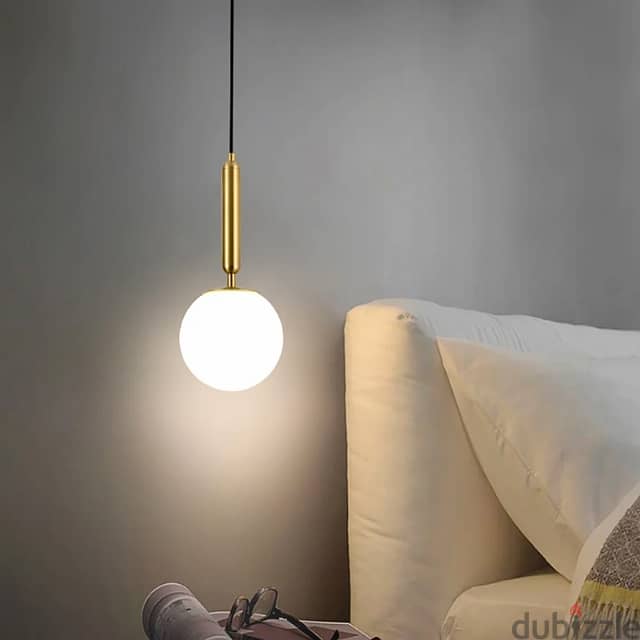 Nordic Pendant Light Fixture with Gold Finish and Glass Globe 2