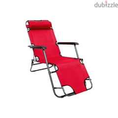 Reclining Chair - Foldable Beach Lounger, Padded, Steel Frame