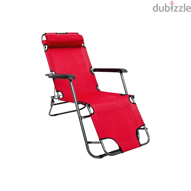 Reclining Chair - Foldable Beach Lounger, Padded, Steel Frame 0