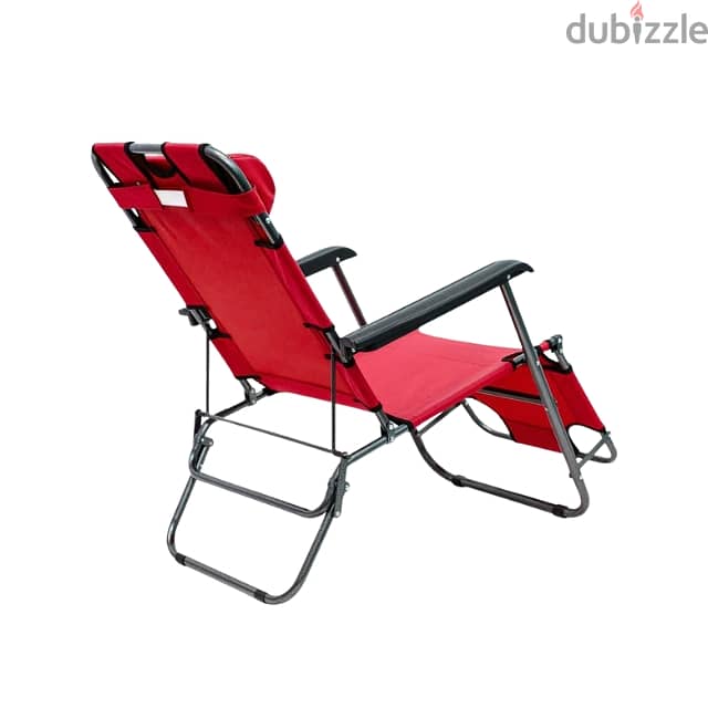 Reclining Chair - Foldable Beach Lounger, Padded, Steel Frame 5