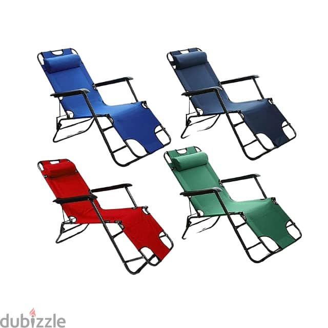 Reclining Chair - Foldable Beach Lounger, Padded, Steel Frame 9