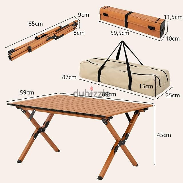 Aluminum Camping Table, Roll-Up Design for Picnics, 50 Kg Load 8