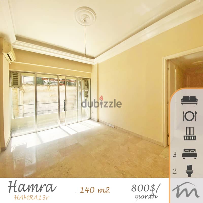 Hamra | Catchy 3 Bedrooms Apartment | Prime Location | Balcony | ACs 0