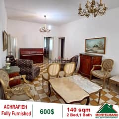 600$!! Fuly Furnished Apartment for rent in Achrafieh 0