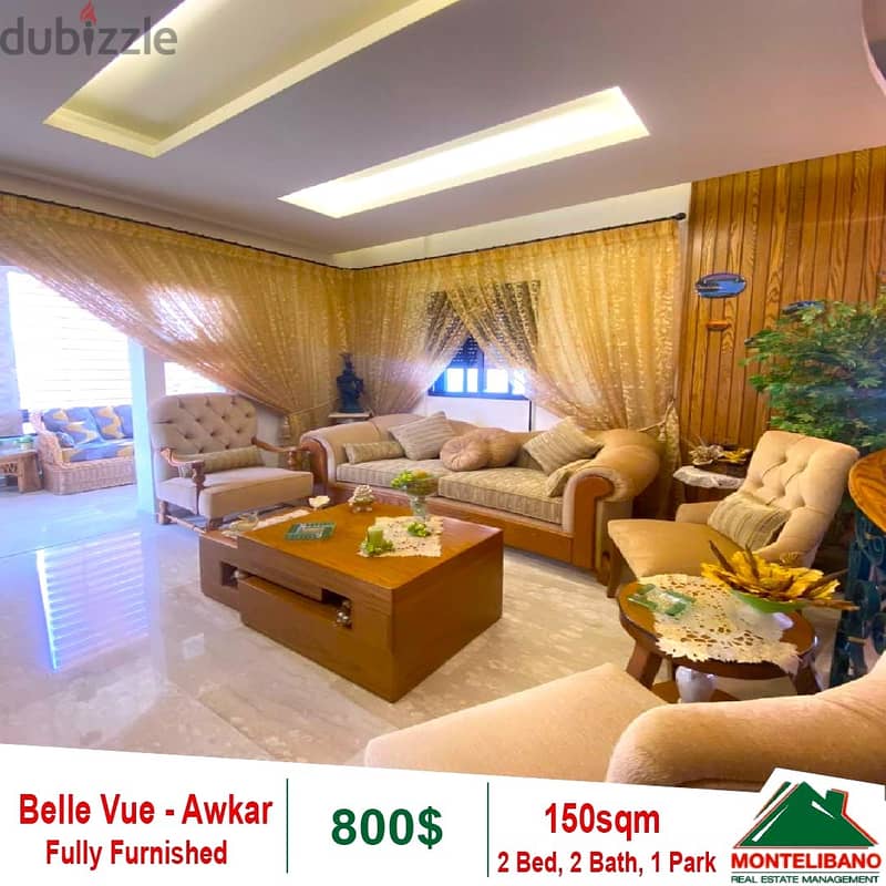 800$!! Fully Furnished&Decorated Apartment for rent in BelleVue Awkar 3