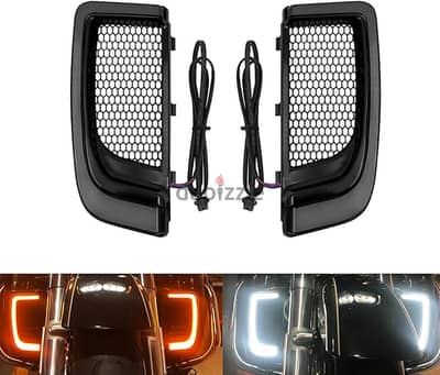 Motorcycle LED Fairing Lower Grills Turn Signal Light Running Light