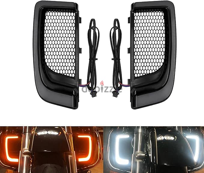 Motorcycle LED Fairing Lower Grills Turn Signal Light Running Light 0