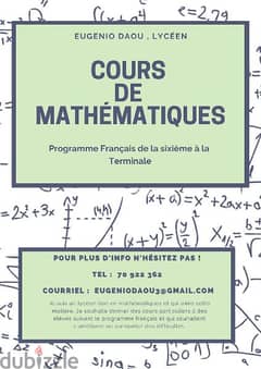 Cours math : Cours de mathématiques programme Français.