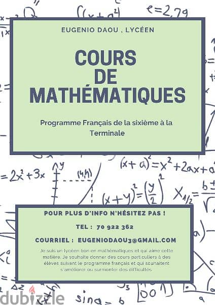 Cours math : Cours de mathématiques programme Français. 0