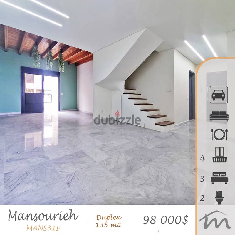 Mansourieh | Charming 135m² Duplex | 4 Balconies | 3 Bedrooms | Catch 0