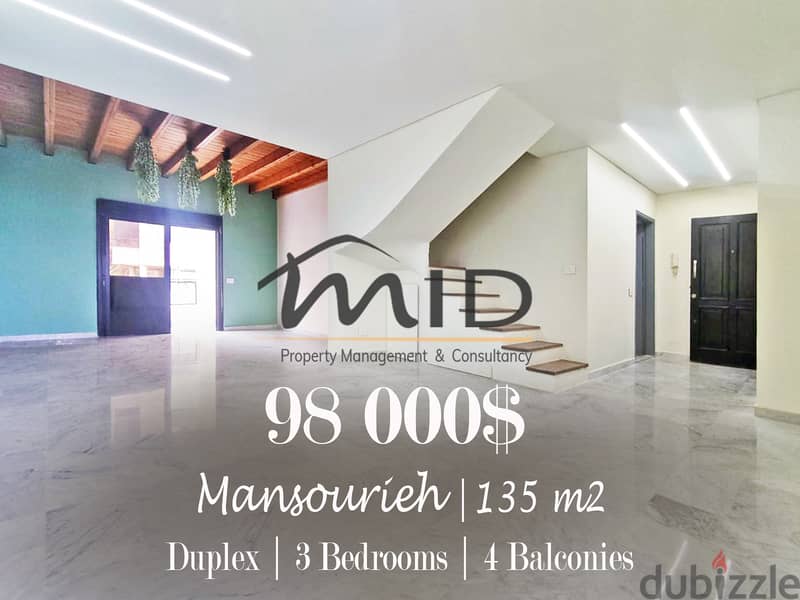 Mansourieh | Charming 135m² Duplex | 4 Balconies | 3 Bedrooms | Catch 1