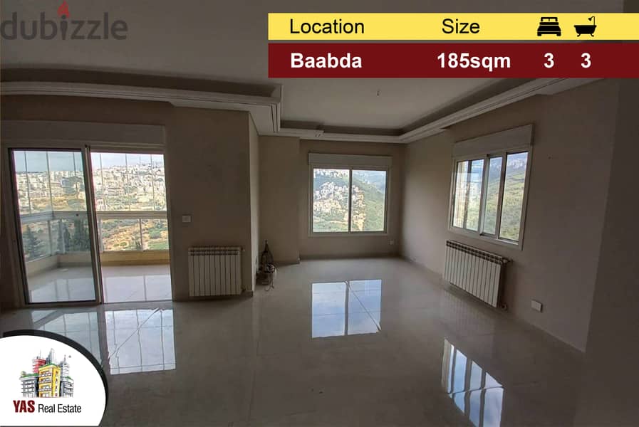 Baabda/Louaizeh 185m2 | Prime Location | Open View | Classy Street |PA 0