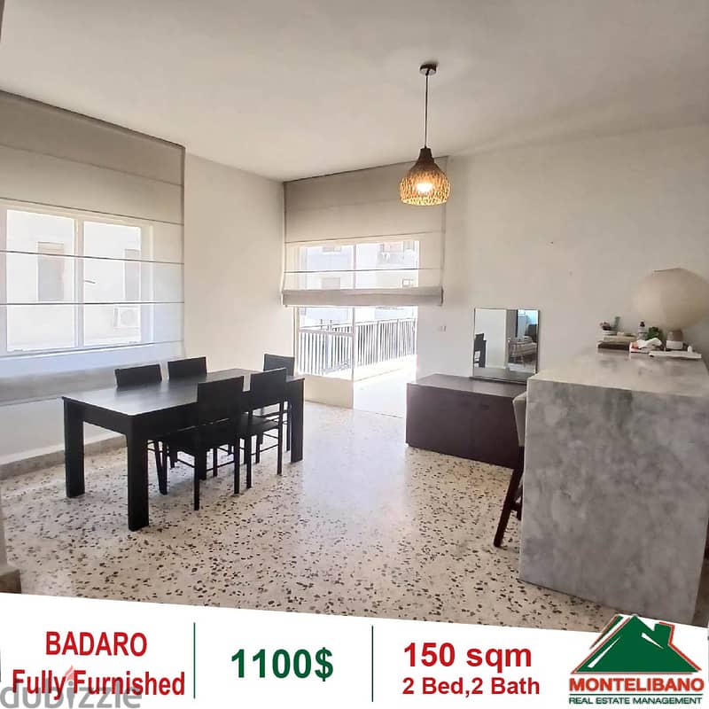 1100$!! Fully Furnished Apartment for rent in Badaro 0