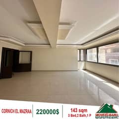 220000$!! Apartment for sale located in Cornich El Mazraa