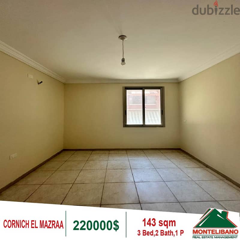 220000$!! Apartment for sale located in Cornich El Mazraa 2