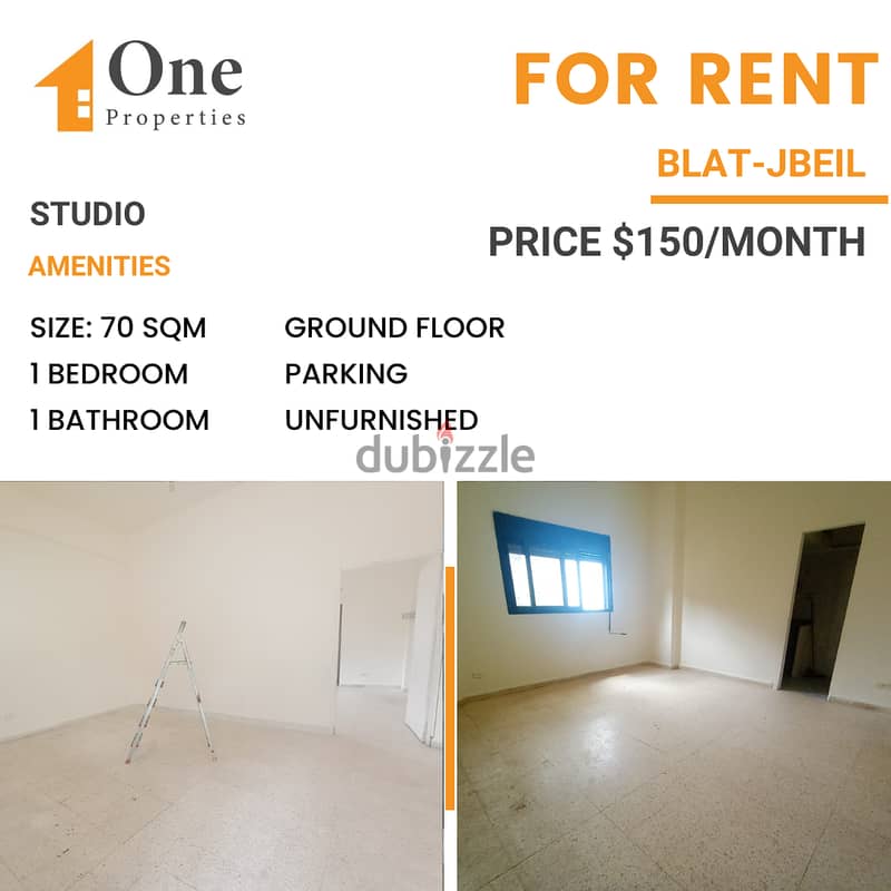 SPACIOUS STUDIO for rent in BLAT/JBEIL. 0