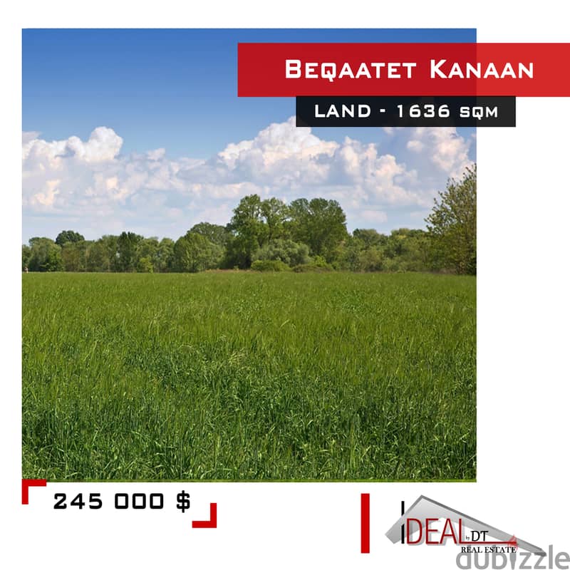 Land for sale in Beqaatet Kanaan 1636 SQM REF#WT18049 0