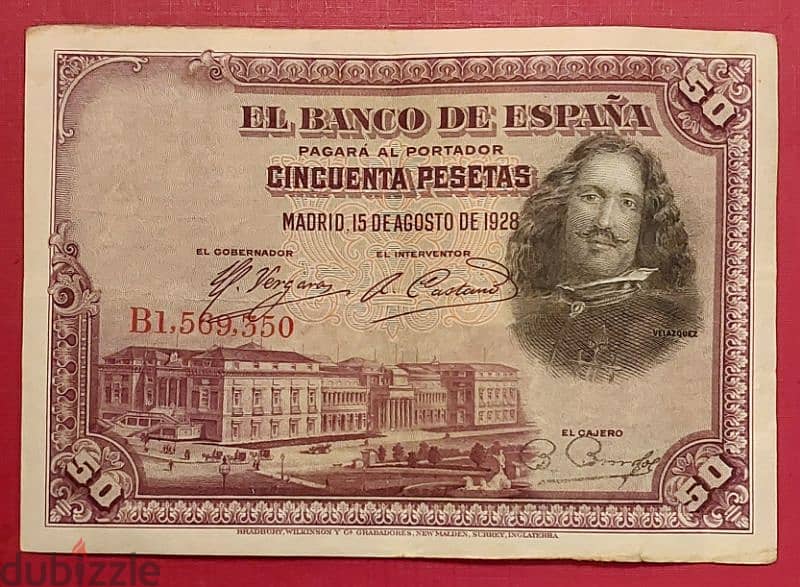 1928 Spain 50 Pesetas.  P-75 0