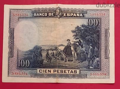 1928 Spain 100 Pesetas Alfonso XIII , Miguel De Cervanates potrait