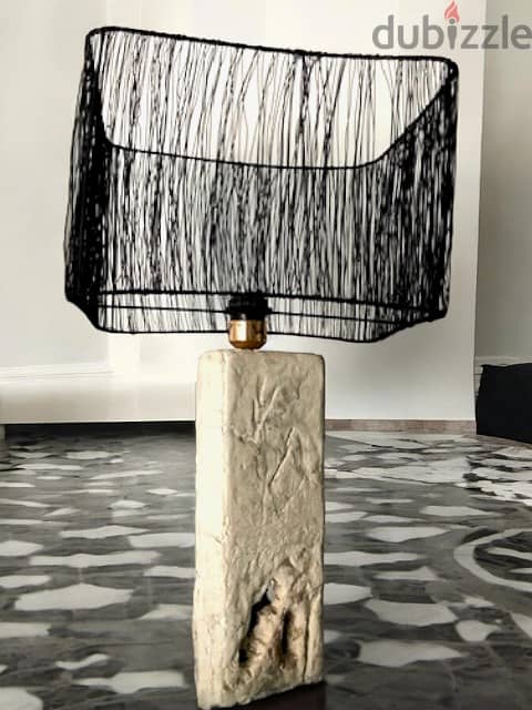 Concrete lamp base with steel wire shade 2