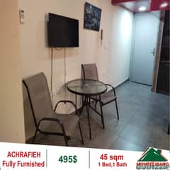 495$!! Fully Furnished Studio for rent in Achrfieh 0