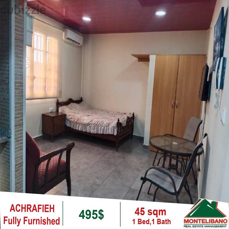 495$!! Fully Furnished Studio for rent in Achrfieh 1