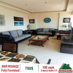 700$!! Fully Furnished Apartment for rent in Mar Roukoz 0