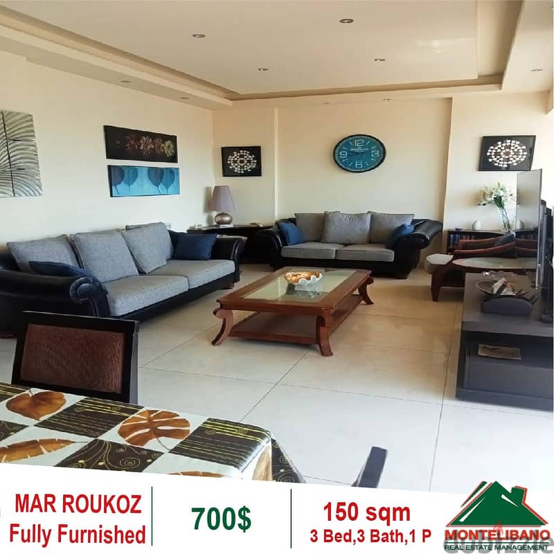 700$!! Fully Furnished Apartment for rent in Mar Roukoz 0