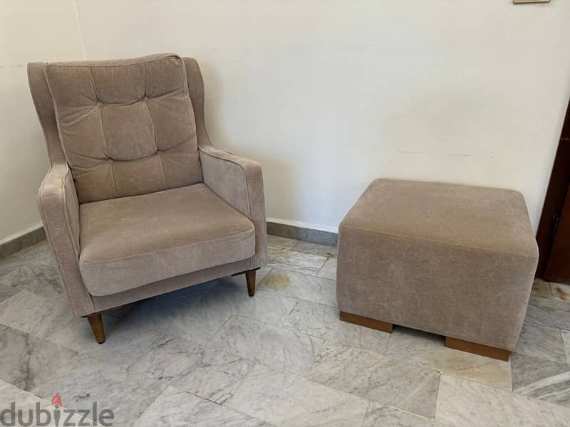 armchair and pouf like neww 1