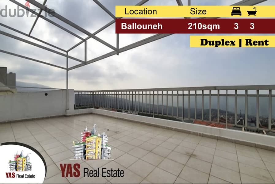 Ballouneh 210m2 | Duplex | Rent|Excellent Condition | Luxury | View | 0