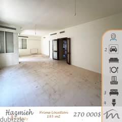 Hazmiyeh | Prime Location | 185m² | 3 Bedrooms Apart | 2 Parking Lots 0