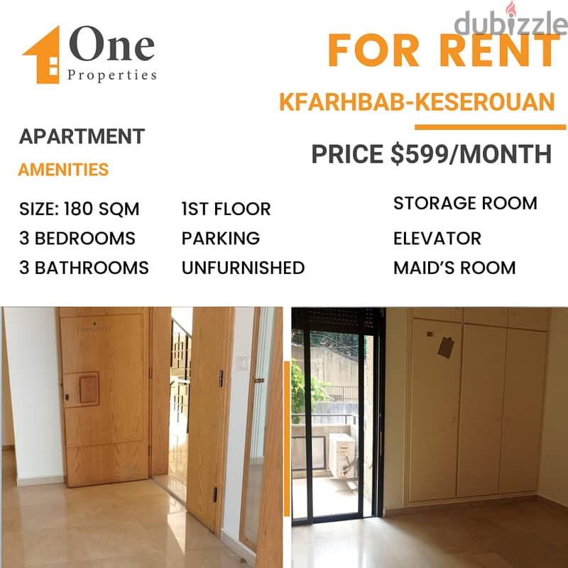 Spacious apartment for rent in KFARHBAB/KESEROUAN. 0