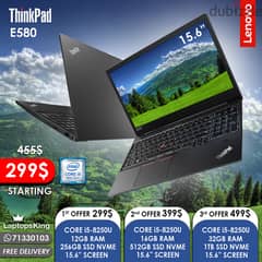 LENOVO THINKPAD E580 CORE i5-8250U 15.6" LAPTOP OFFERS